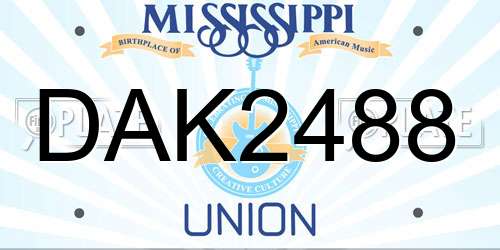 DAK2488 Mississippi License Plate