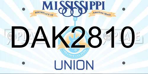 DAK2810 Mississippi License Plate