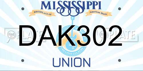 DAK302 Mississippi License Plate