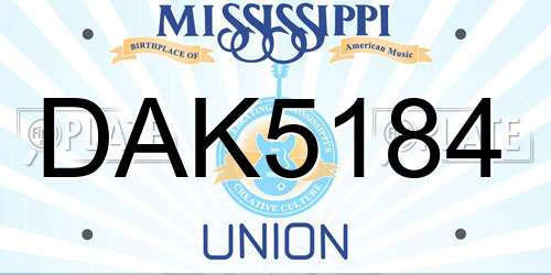 DAK5184 Mississippi License Plate