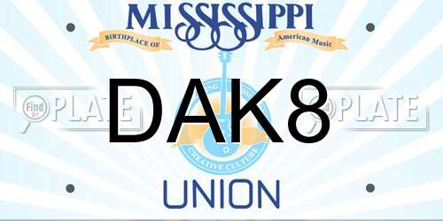 DAK8 Mississippi License Plate