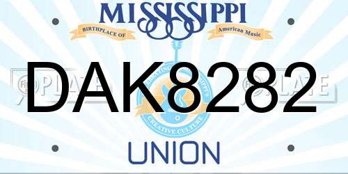 DAK8282 Mississippi License Plate