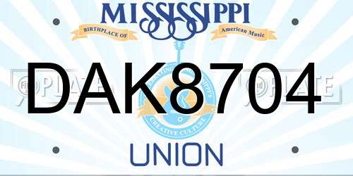 DAK8704 Mississippi License Plate
