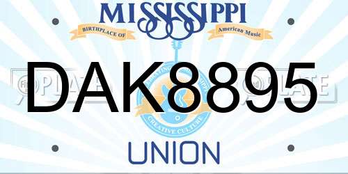 DAK8895 Mississippi License Plate