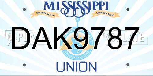 DAK9787 Mississippi License Plate