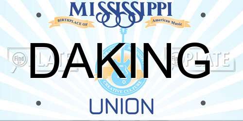 DAKING Mississippi License Plate