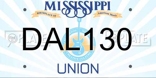 DAL130 Mississippi License Plate
