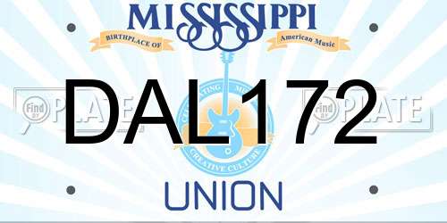 DAL172 Mississippi License Plate