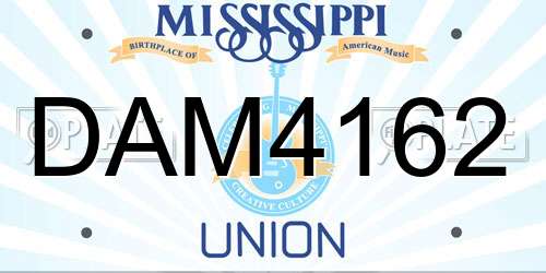 DAM4162 Mississippi License Plate
