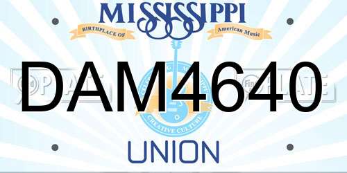 DAM4640 Mississippi License Plate