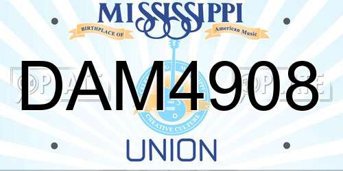 DAM4908 Mississippi License Plate