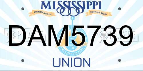 DAM5739 Mississippi License Plate