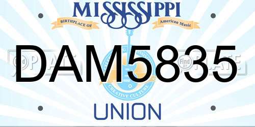 DAM5835 Mississippi License Plate