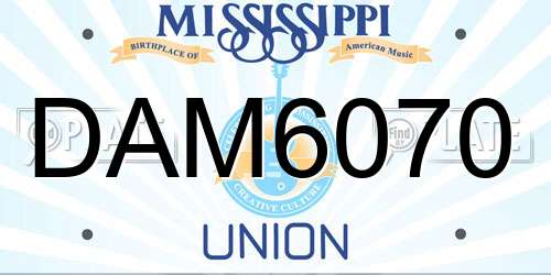 DAM6070 Mississippi License Plate