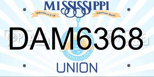 DAM6368 Mississippi License Plate