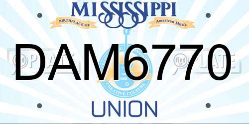 DAM6770 Mississippi License Plate