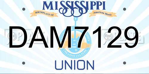 DAM7129 Mississippi License Plate