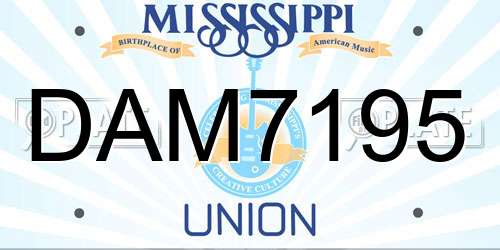 DAM7195 Mississippi License Plate