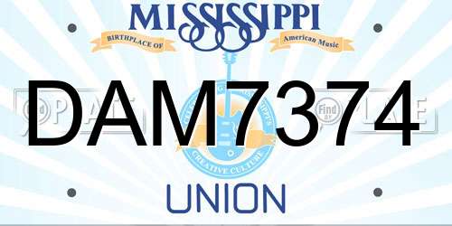 DAM7374 Mississippi License Plate