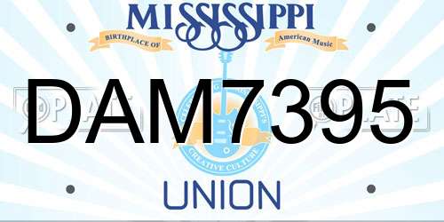 DAM7395 Mississippi License Plate