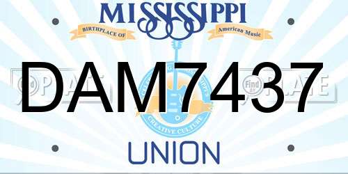 DAM7437 Mississippi License Plate