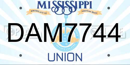 DAM7744 Mississippi License Plate