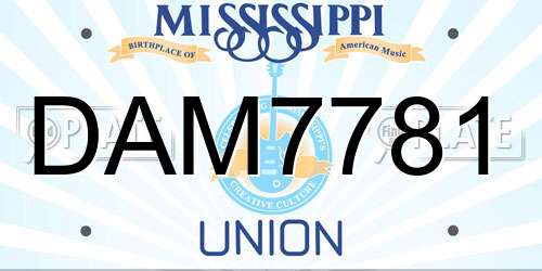 DAM7781 Mississippi License Plate