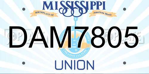 DAM7805 Mississippi License Plate