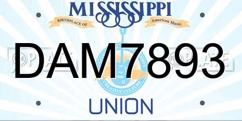 DAM7893 Mississippi License Plate