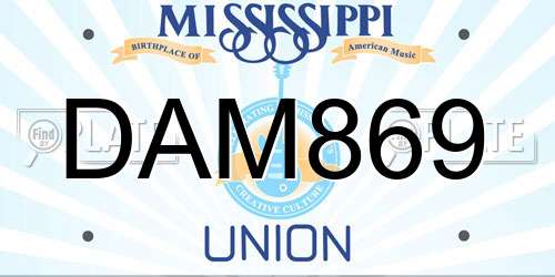 DAM869 Mississippi License Plate
