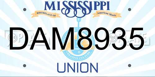 DAM8935 Mississippi License Plate