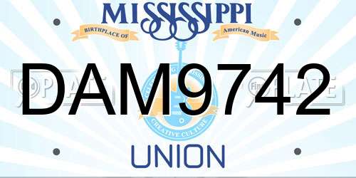 DAM9742 Mississippi License Plate
