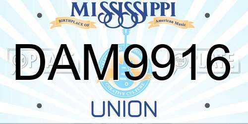 DAM9916 Mississippi License Plate