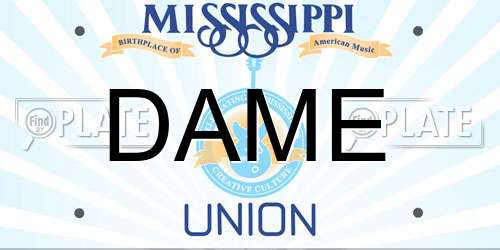 DAME Mississippi License Plate