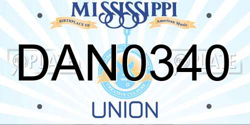 DAN0340 Mississippi License Plate
