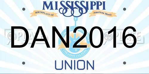 DAN2016 Mississippi License Plate