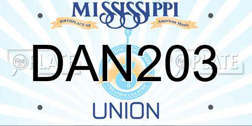DAN203 Mississippi License Plate