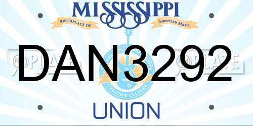 DAN3292 Mississippi License Plate