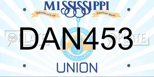 DAN453 Mississippi License Plate