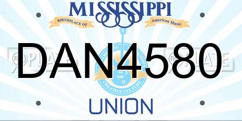 DAN4580 Mississippi License Plate