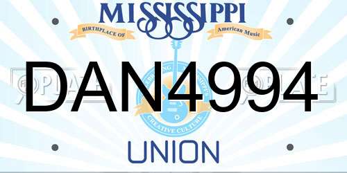 DAN4994 Mississippi License Plate