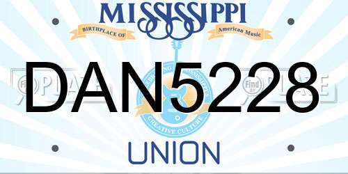 DAN5228 Mississippi License Plate
