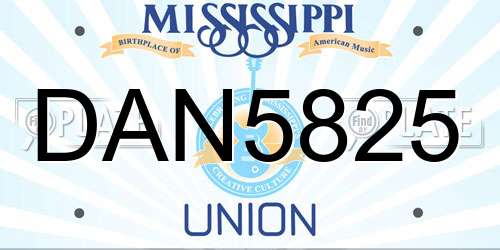 DAN5825 Mississippi License Plate