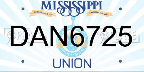 DAN6725 Mississippi License Plate