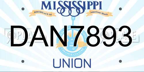 DAN7893 Mississippi License Plate