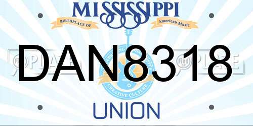 DAN8318 Mississippi License Plate