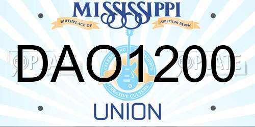 DAO1200 Mississippi License Plate