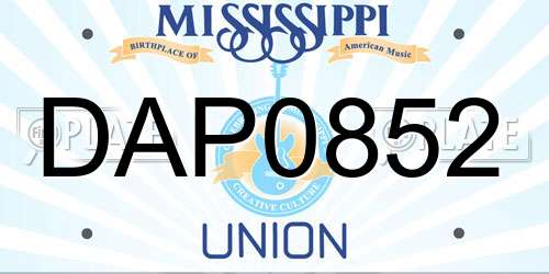 DAP0852 Mississippi License Plate