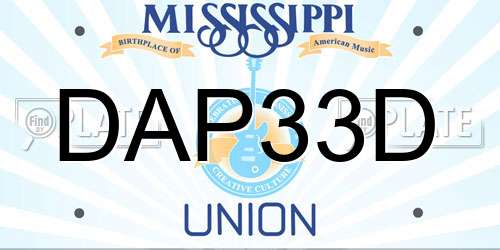 DAP33D Mississippi License Plate