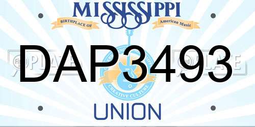 DAP3493 Mississippi License Plate